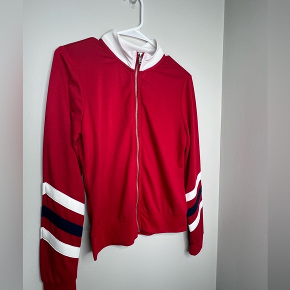 YOUNIQUE - small - red, white, black track jacket. Zip front. - Picture 4 of 5